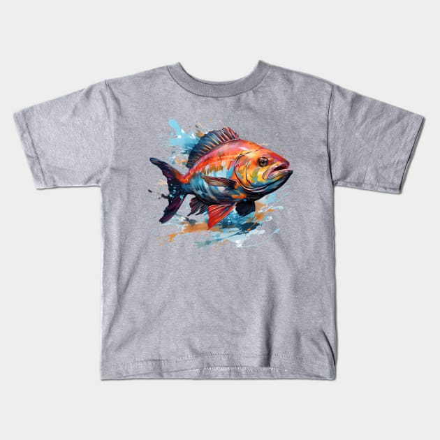 Rebel Ruler: Colorful Crevalle Jack Kids T-Shirt by Ocean’s Buddy